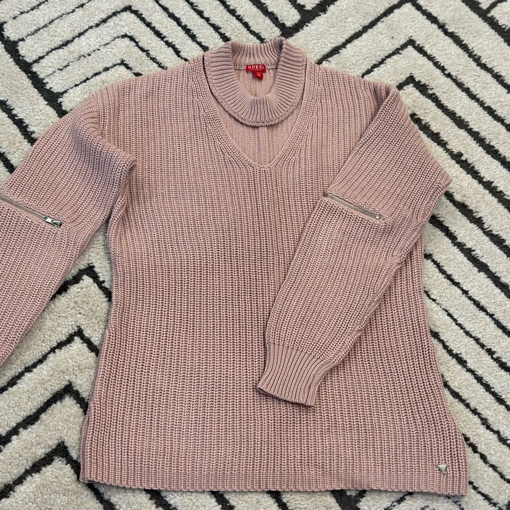 Guess Mauve V-Neck Men's Sweater
